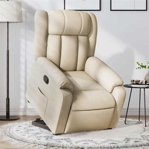 Vidaxl Fauteuil De Relaxation Inclinable Tissu Crème - Image 3