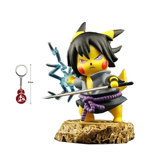 Figurine de collection GENERIQUE Figurine Pokemon Pikachu Cosplay modèle  11cm avec portes clés naruto - (Uchiha Itachi)