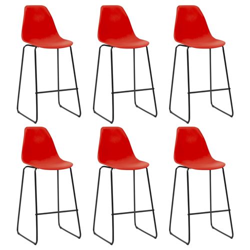 vidaXL Chaises de bar 6 pcs Rouge Plastique