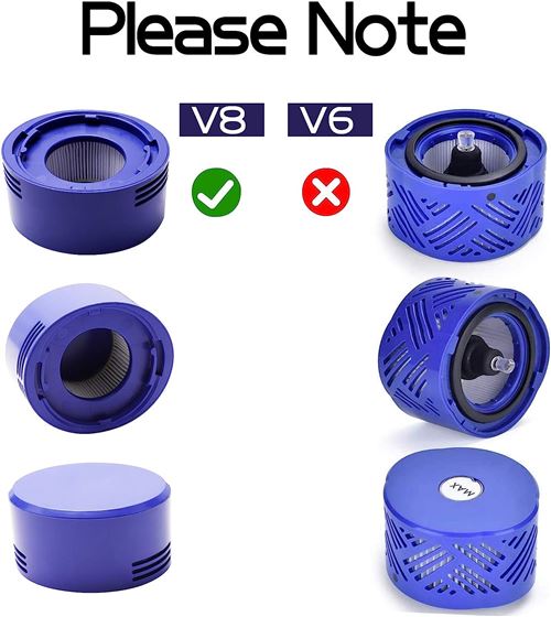 Kit d'accessoires 4 pré-filtres et 4 post-filtres pour Dyson V8 Absolute V7  Motorhead V7 Animal V8 MOTORHEAD V8 Absolute + V7 Absolute Pièces de  rechange pour aspirateur sans fil