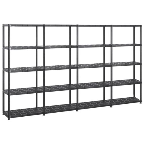 Non Communiqué Noir Vidaxl Opbergrek 5-Laags 284X38x170 Cm Kunststof Zwart3059860
