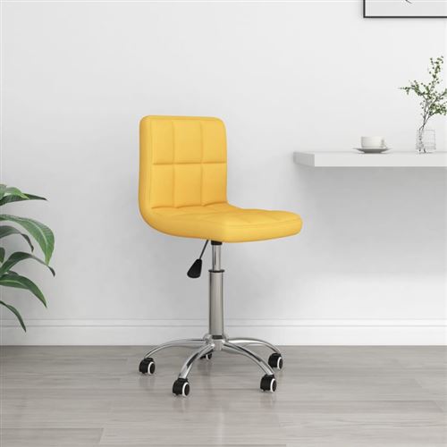 Chaise de bureau VidaXL pivotante tissu jaune moutarde réglable - Image 3