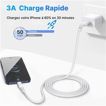 RAVIAD Câble iPhone Chargeur iPhone, [0.3m+1m+2m+3m/Lot de 4