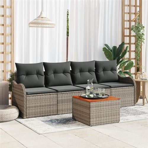 Vidaxl Gris Ensemble De Canapé De Jardin 5 Pc Polyrotin - Image 3
