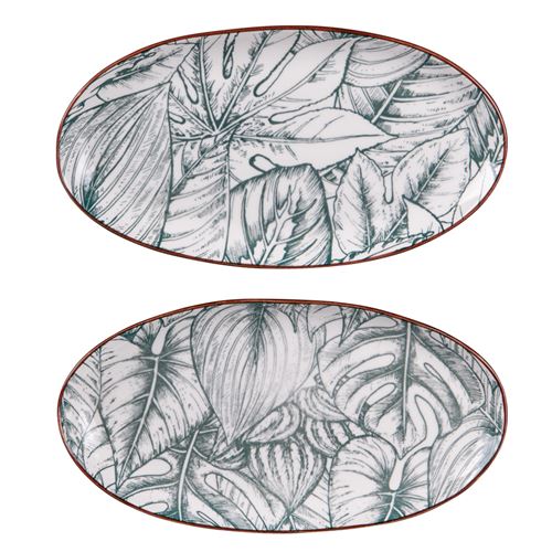 Non Communiqué Vert Plat Ovale Paraguay 35.5X19 Cm (1 Modèle Aléatoire) - Table Passion - Porcelaine