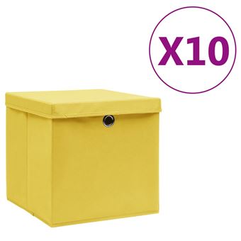 vidaXL Boîtes de rangement avec couvercles 10 pcs 28x28x28 cm Jaune -  Manutention transports à la Fnac