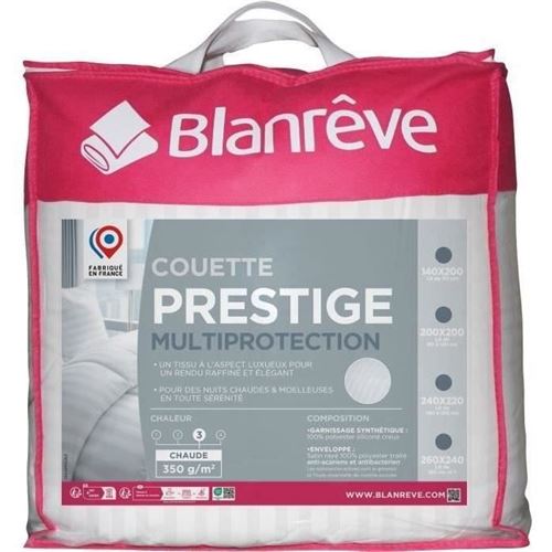 Blanreve - Couette 220x240 cm prestige Multiprotection - 100% Polyester - 2 Personnes - Satin rayé