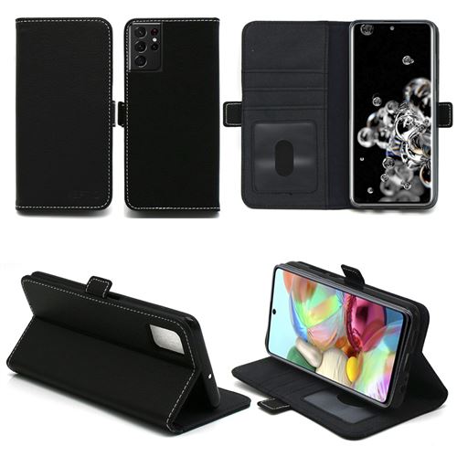 Housse noire pour Samsung Galaxy S23 Ultra 5G Etui noir de Protection Portefeuille à Rabat avec Porte Cartes XEPTIO