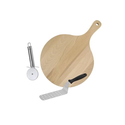 Non Communiqué Bois,Gris Ensemble De 3 Ustensiles Pour Pizzas Fackelmann