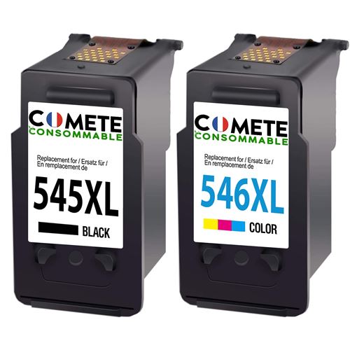 COMETE CONSOMMABLE 545 546 2 Cartouche d'encre compatibles avec CANON PG545 CL546 PG-545 CL-546 XL 545 546 XL Noir + Couleur