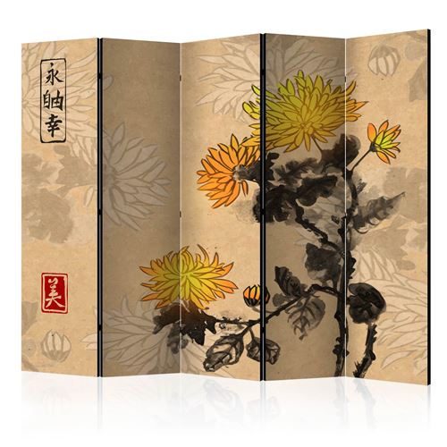 Paravent 5 volets - Chrysanthemums II [Room Dividers] - 225x172 Artgeist (38591)