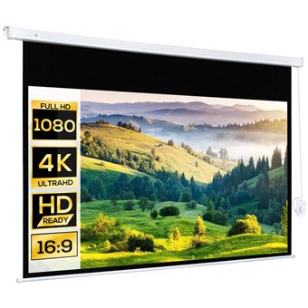 Écran de projection motorisé 100 pouces, 16:9 4K HD - mural avec télécommande - blanc - 1