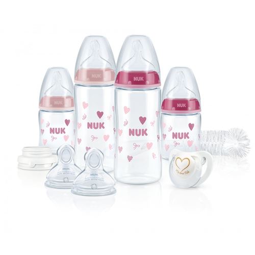 Kit de 4 Biberons Cristal First Choice+ avec Sucette Genius Fille