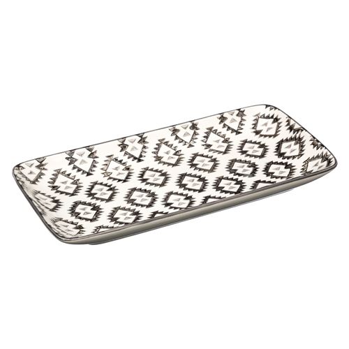 Plat apéritif rectangulaire ethnique Tahila - Noir