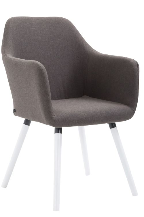 Chaise de salle à manger Picard V2 tissu , Gris foncé/Bois de chêne Blanc
