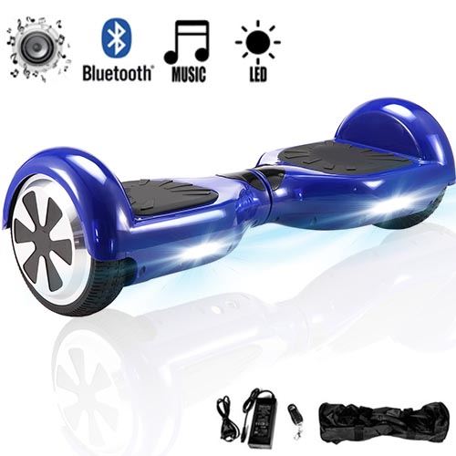 Hoverboard 6.5 Pouces Moteur 700W Bluetooth LED Sac et Télécommande Gris