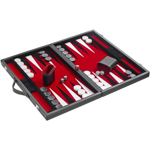Philos - 1730 - Jeu Backgammon- cuir synthétique - rouge - Langue : allemand