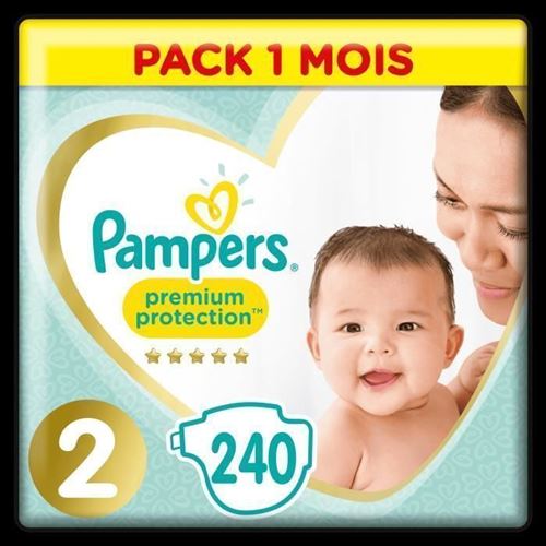 Couches Bébé Taille 2 240 couches Pack 1 Mois - Protection Couches 4-8 kg 