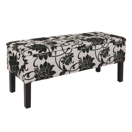 Banc/coffre de rangement Renens, 95x36x44, tissu, noir