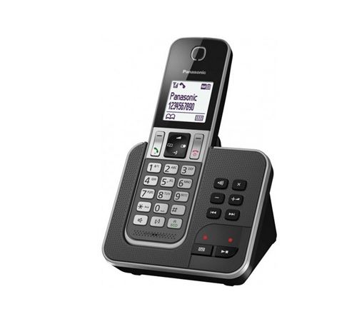 Panasonic KX-TGD320 - Snoerloze telefoon - antwoordsysteem met nummerherkenning/wachtstand - DECTGAP - 3-weg geschikt voor oproepen - zilver, carbon grey
