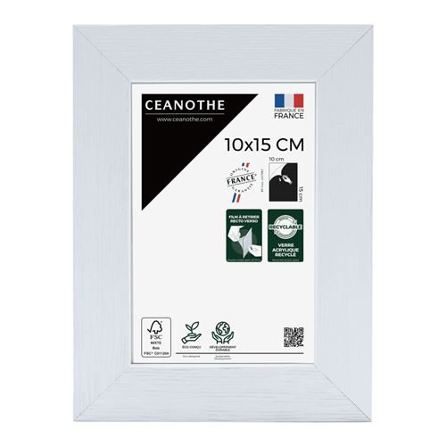 Cadre photo blanc 10x15 cm bois reconstitu&eacute; fsc
