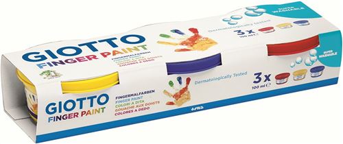 Giotto Giotto Finger Paint - Cardboard Kit Of 3 Pots 100Ml - Assorted Colours