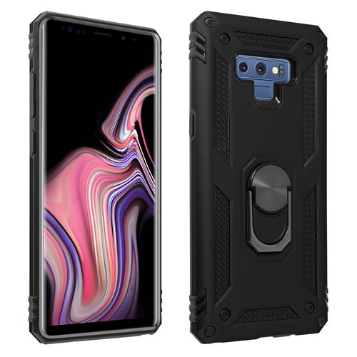 Coque Samsung Galaxy Note 9 Bi matière Rigide Souple Bague Support Vidéo noir