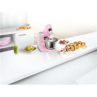 Robot pâtissier Bosch CreationLine MUM58K20 Rose dragée et argent