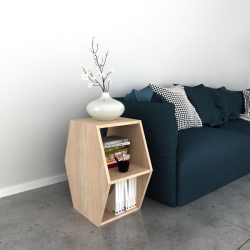 HOMEMANIA Table Basse Gift Porte-Revues, Livres - avec Étagères - pour Salon, Canapé - Sonoma en Bois, 33,6 x 52 x 60 cm