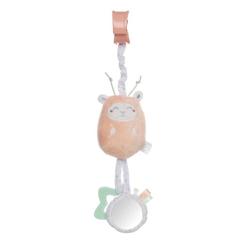 Saro figurine suspendue avec hochet et mouton rose saumon vibrant