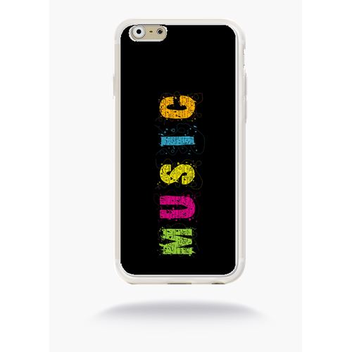 Coque Music Typographie Fond Noir Compatible Apple Iphone 6s Silicone Blanc Mat