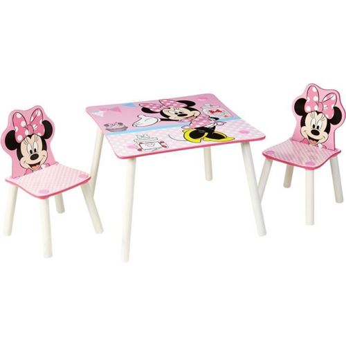 Disney Table Minnie Mouse avec 2 chaises 63x63x45 cm Rose WORL222013