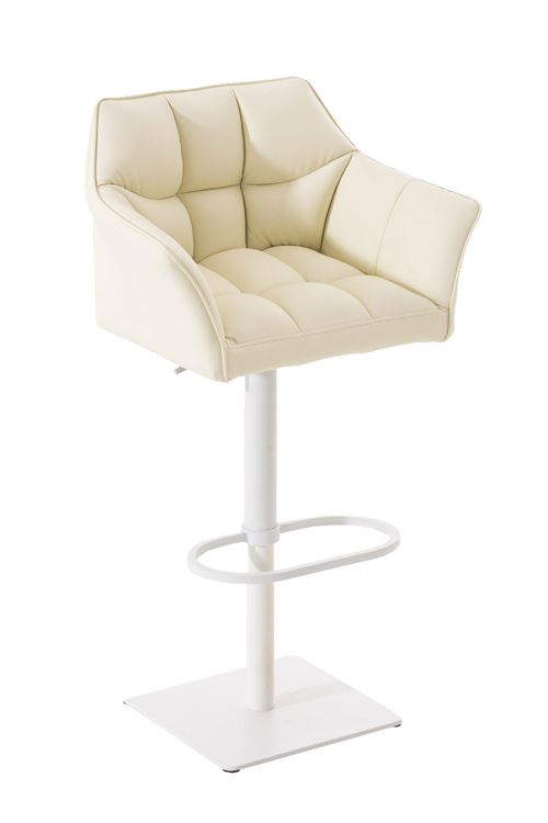 CLP Tabouret de bar Damaso en similicuir , Cr&egrave;me/Blanc