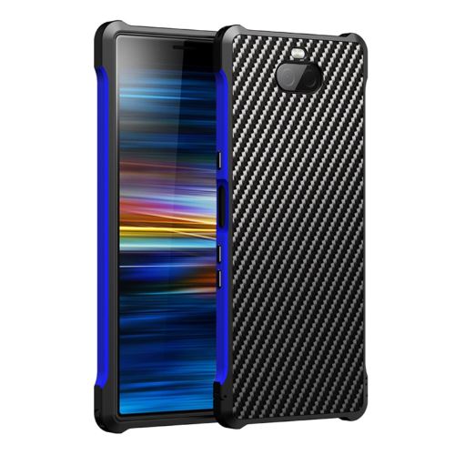 Coque en TPU fibre de carbone détachable 2 en 1 noir/bleu pour votre Sony Xperia 10