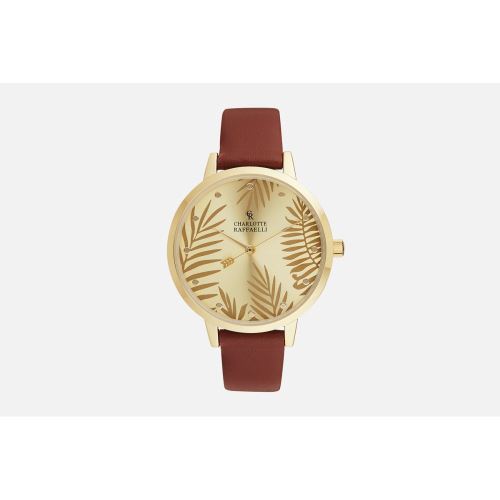Montre Female Charlotte Rafaelli Mouvement Quartz Cadran Floral 36mm Et Bracelet Cognac En Cuir CRF048