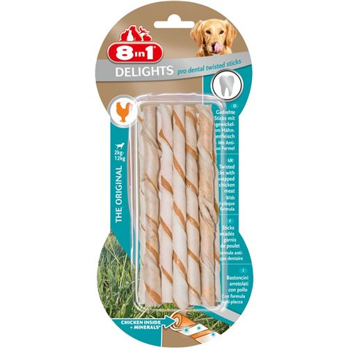 10 bâtonnets Twisted dental Sticks - Viande de Poulet - Taille XS