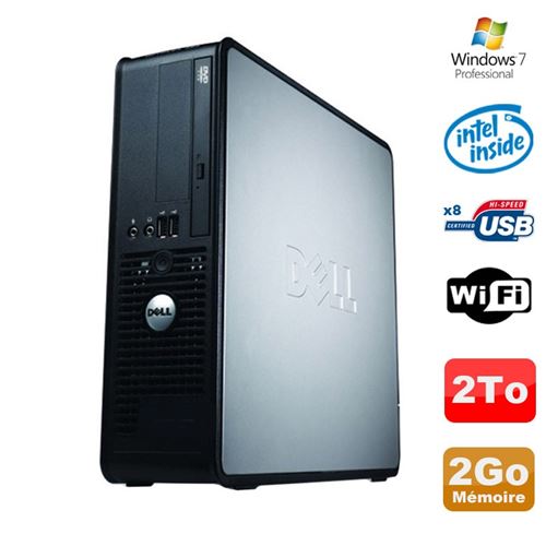 PC Dell Optiplex 380 Sff E5200 2.5Ghz 2Go Disque 2To Dvd WiFi Win 7 Pro