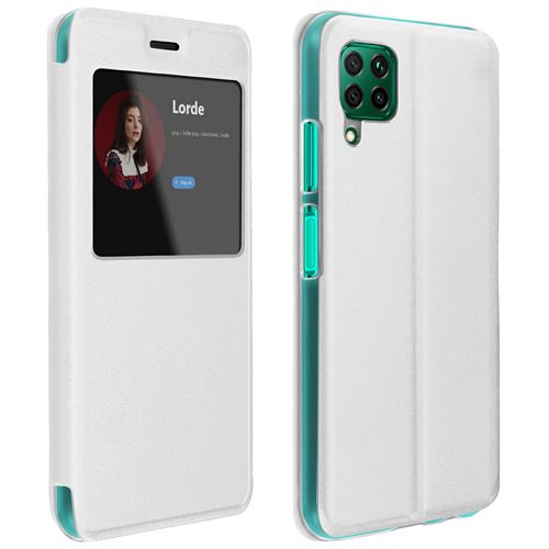 Housse pour Huawei P40 Lite avec Fenêtre d'affichage Fonction Support Vidéo Blanc