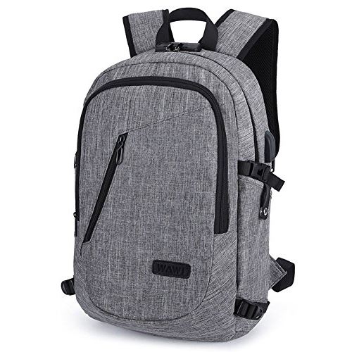 WAWJ Sac à Dos pour Ordinateur Portable 15.6 Sac à Dos d'affaires Noir Cadeau Idée pour Femmes Hommes Loisirs/Affaire/Collège (Gris)