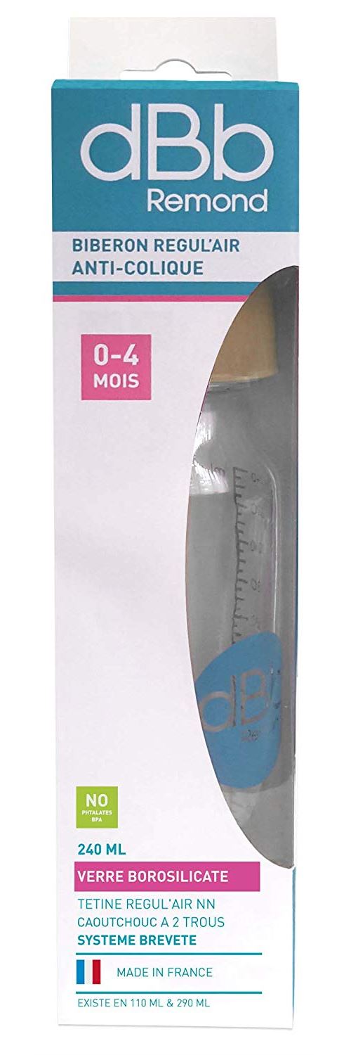 dBb Remond Régul'Air Biberon avec Tétine NN en Caoutchouc sous Boîte Caramel 240 ml