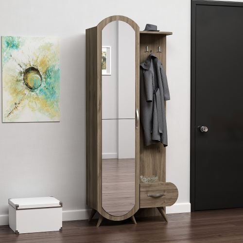 Meuble d'entrée scandinave bois Kerry - L. 80 x H. 180 cm - Marron