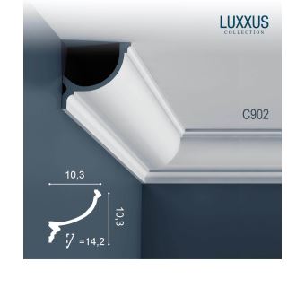 Profil Décoratif Orac Decor P1020 LUXXUS - Moulure Stuc Barre 2 M, Blanc, Art Déco