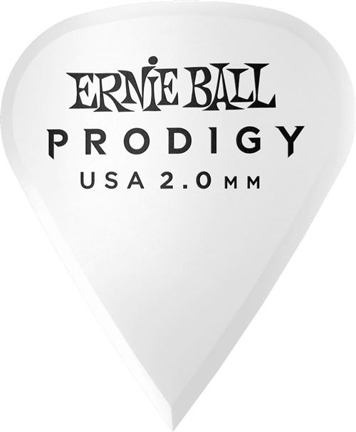 Ernie Ball 9341 - Médiators prodigy sachet de 6 blanc affûté 2mm