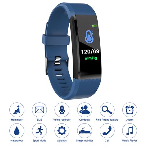 115plus Fitness Tracker Smart Bracelet Bluetooth Couleur Affichage Sport Montre Cardiaque AC1422