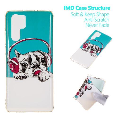 Coque en TPU impression d'un motif lumineux luminescent chien écoutant de la musique pour votre Huawei P30 Pro