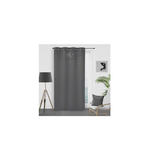 SOLEIL DOCRE Rideau Ambroise - 100% coton - 135 x 250 cm - Gris