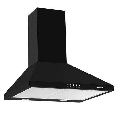 Glem GHP645BK - Hotte - hotte décorative - largeur : 60 cm - profondeur : 50 cm - evacuation & recyclage - noir