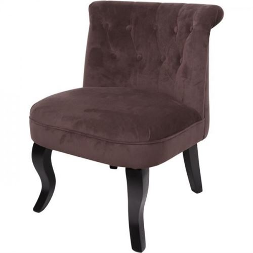 Lizy fauteuil crapaud en bois pin massif - velours marron chocolat - classique - l 56 x p 63 cm