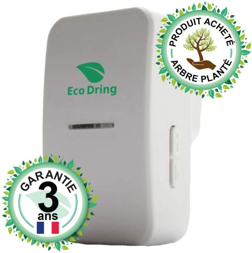 EcoDring Sonnette sans Fil sans Pile Haut de Gamme Garantie 3 Ans ? étanche IPX7, Blanche, portée 80 mètres réels, 25 mélodies, 1 Carillon récepteur 220V Seul