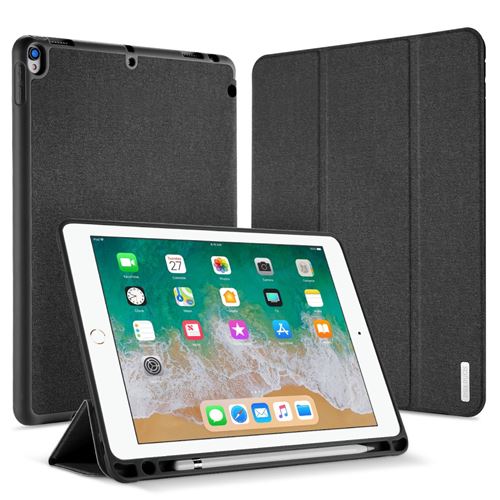 Etui en PU tissu tri-pli intelligent noir pour votre Apple iPad Pro 10.5-inch (2017)